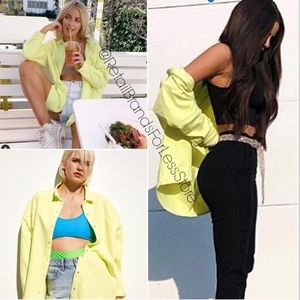 Zara Neon Yellow Oversized Shirt Jacket